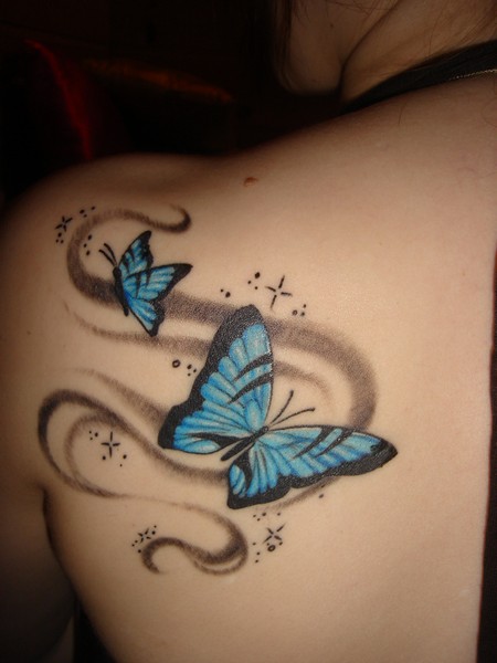 blue butterfly tattoos