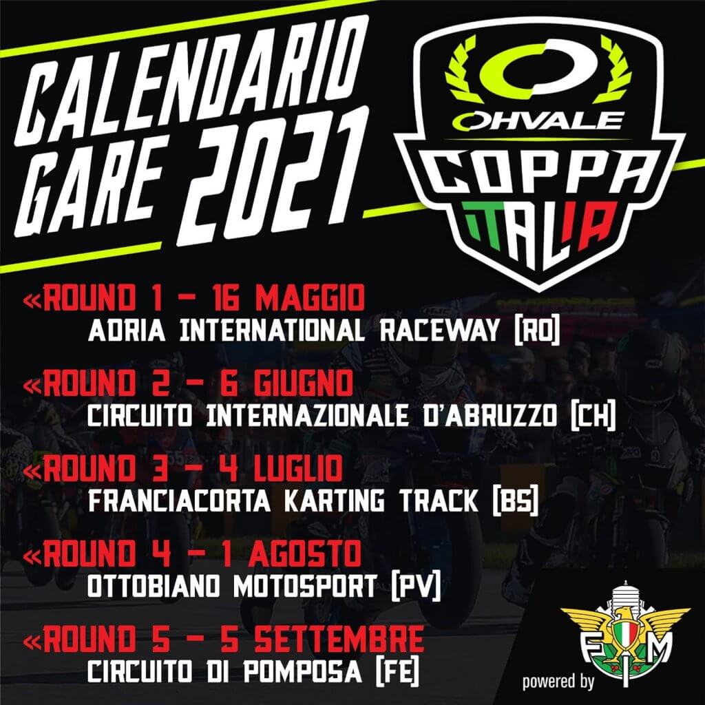 Ohvale Coppa Italia 2021 versenynaptár