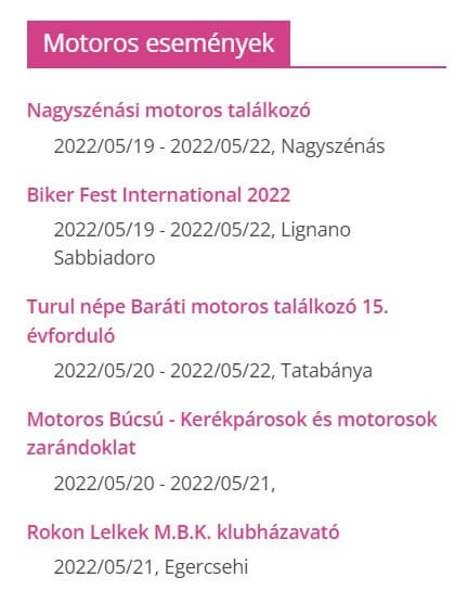 Motoros Találkozók 2022. május 20, 21, 22