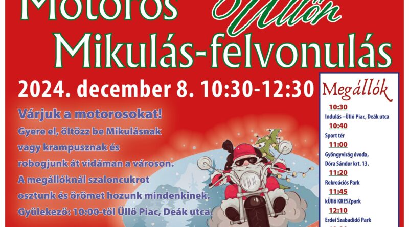 Motoros Mikulás Felvonulás 2024 december 8. Üllő