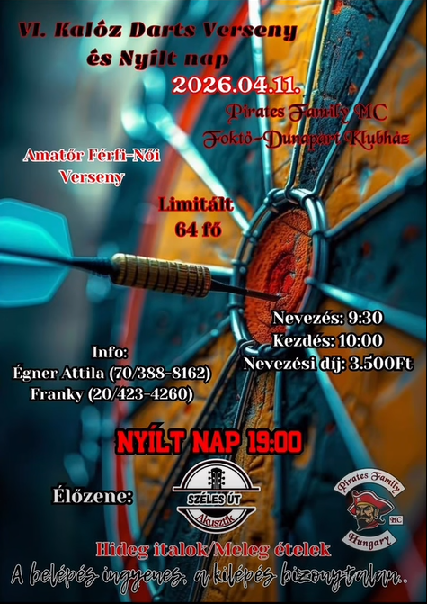 VI. Kalóz Darts Verseny és Nyílt Nap